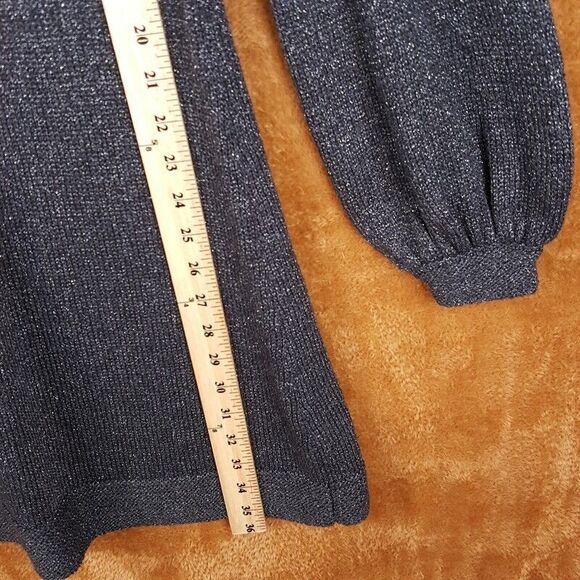 REBECCA TAYLOR Womens Sweater Dress Size 8 Gray A-Line Pullover Metallic Knit - Picture 8 of 9